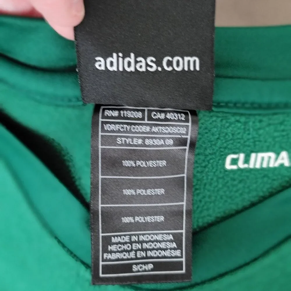 Adidas Green Clima Warm Notre Dame Fleece Sweatshirt size Small  Runs Big